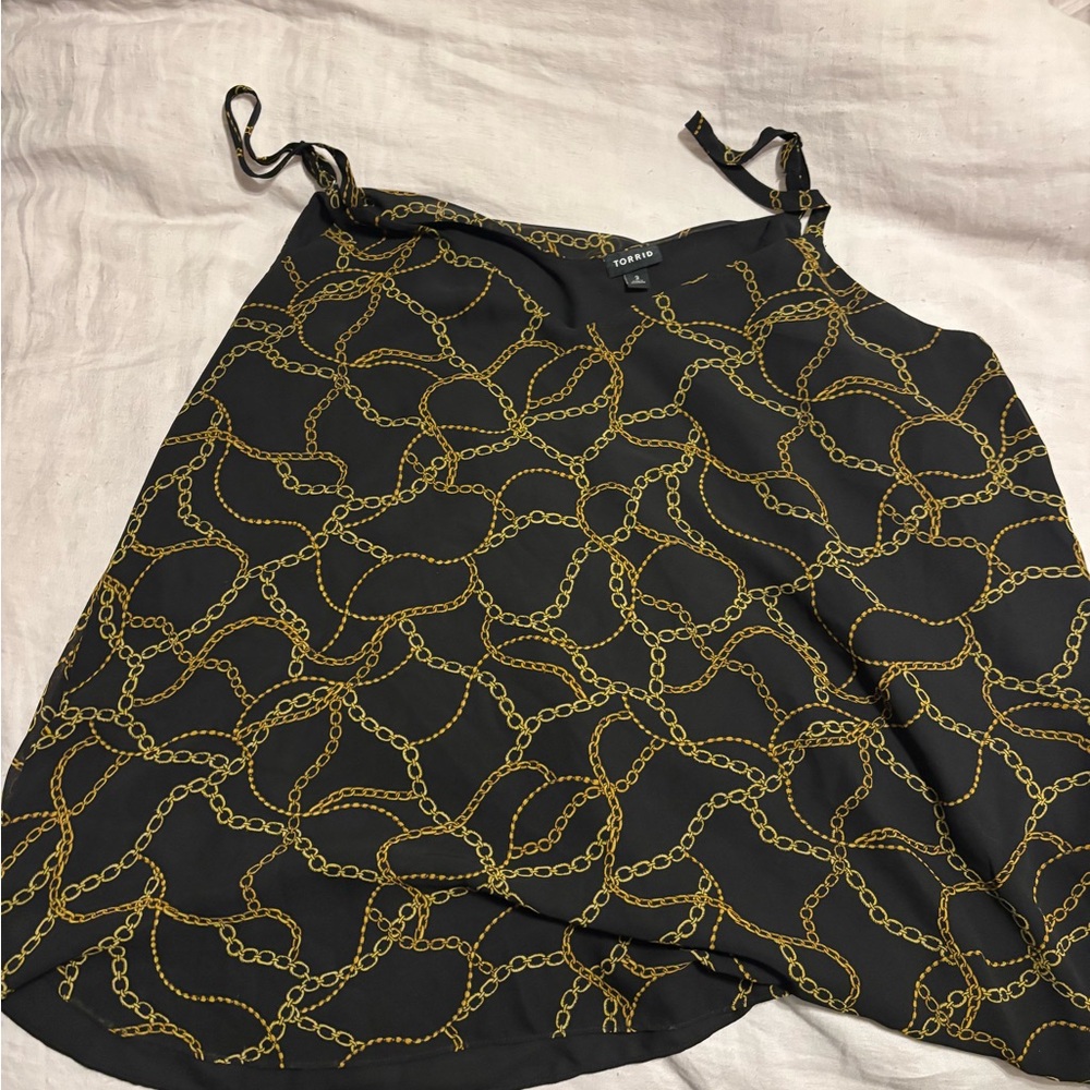 Torrid Black and Gold Chain Print Blouse